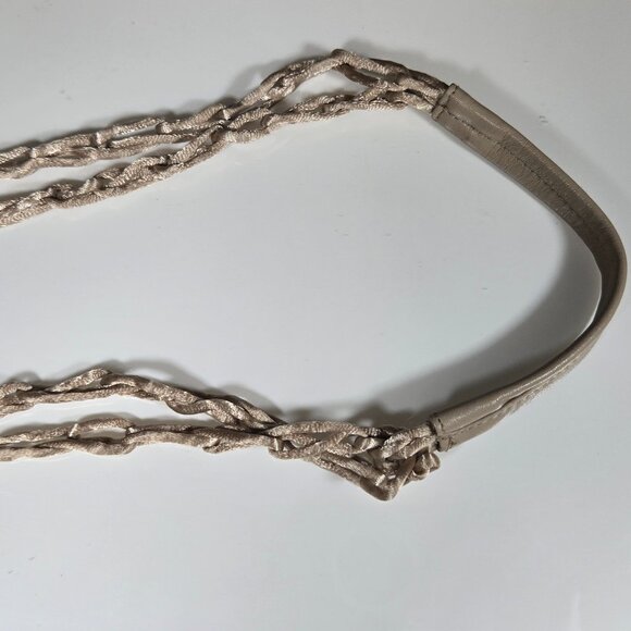 Vintage Jay by Sharif Woven Crochet Drawstring Shoulder Bag Beige Boho - Picture 6 of 7